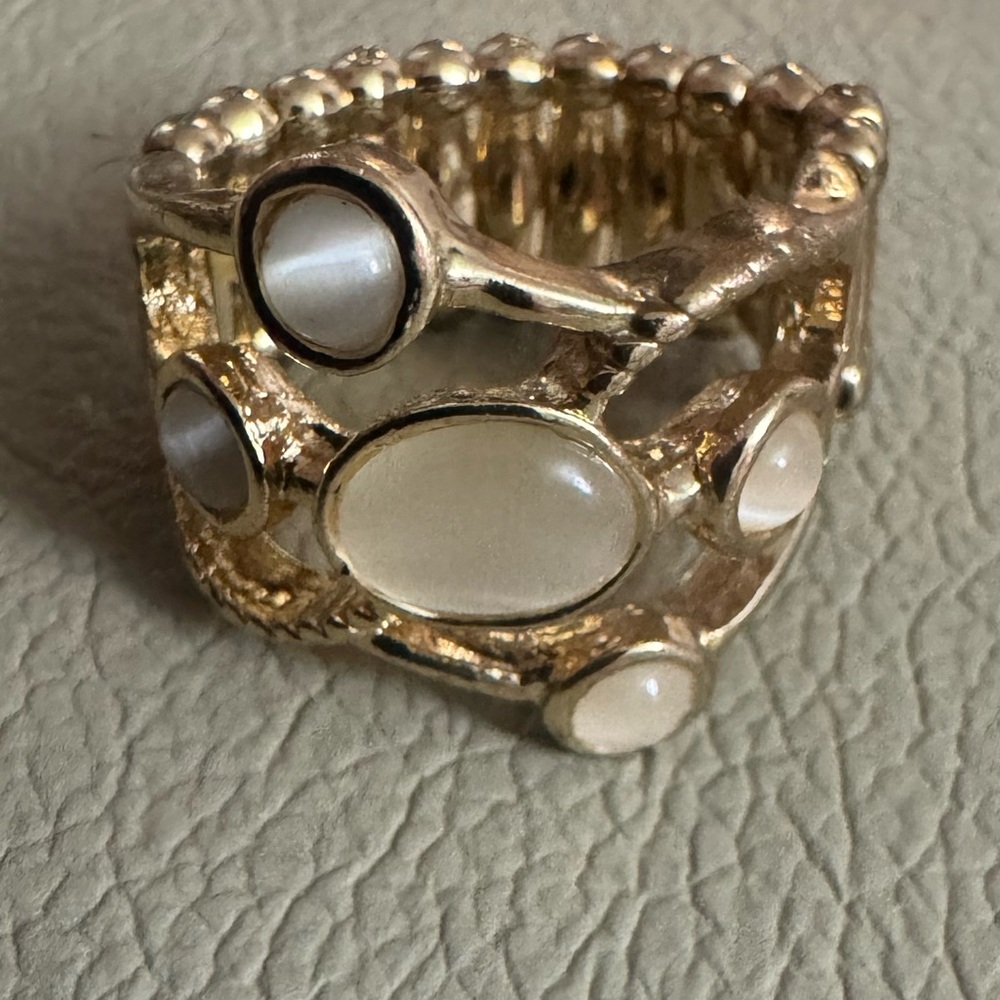 Gold-Tone Cream Stone Statement Ring